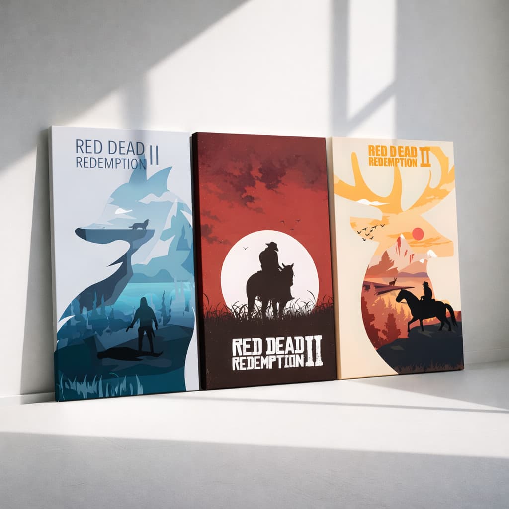 Quadro Red Dead Redemption 2 Arthur Morgan 3 Peças Cavalo rdr2 Decorativo Sala Quarto Vários Modelos