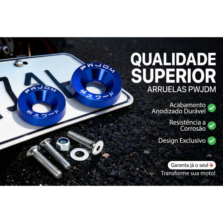 Kit Parafusos de Placa M6 Anodizados com Arruelas Billet 2 ou 4 Unidades Placa Personalizada Produto Novo