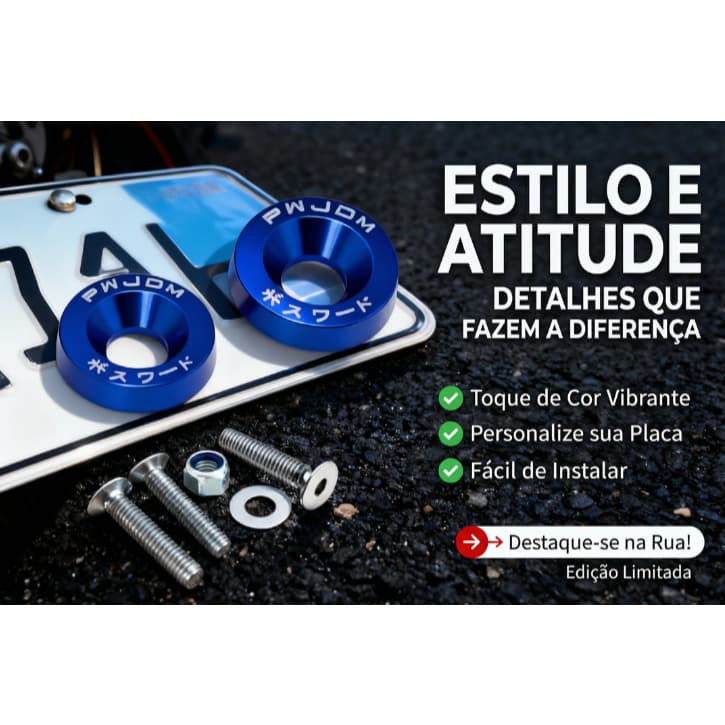 Parafusos de Placa M6 Anodizados com Arruelas Billet 2 ou 4 Unidades Placa Personalizada Produto Novo