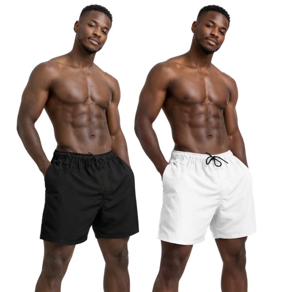 Kit 2 Short Tactel Elastano Moda Praia Masculino Bermuda Lisa