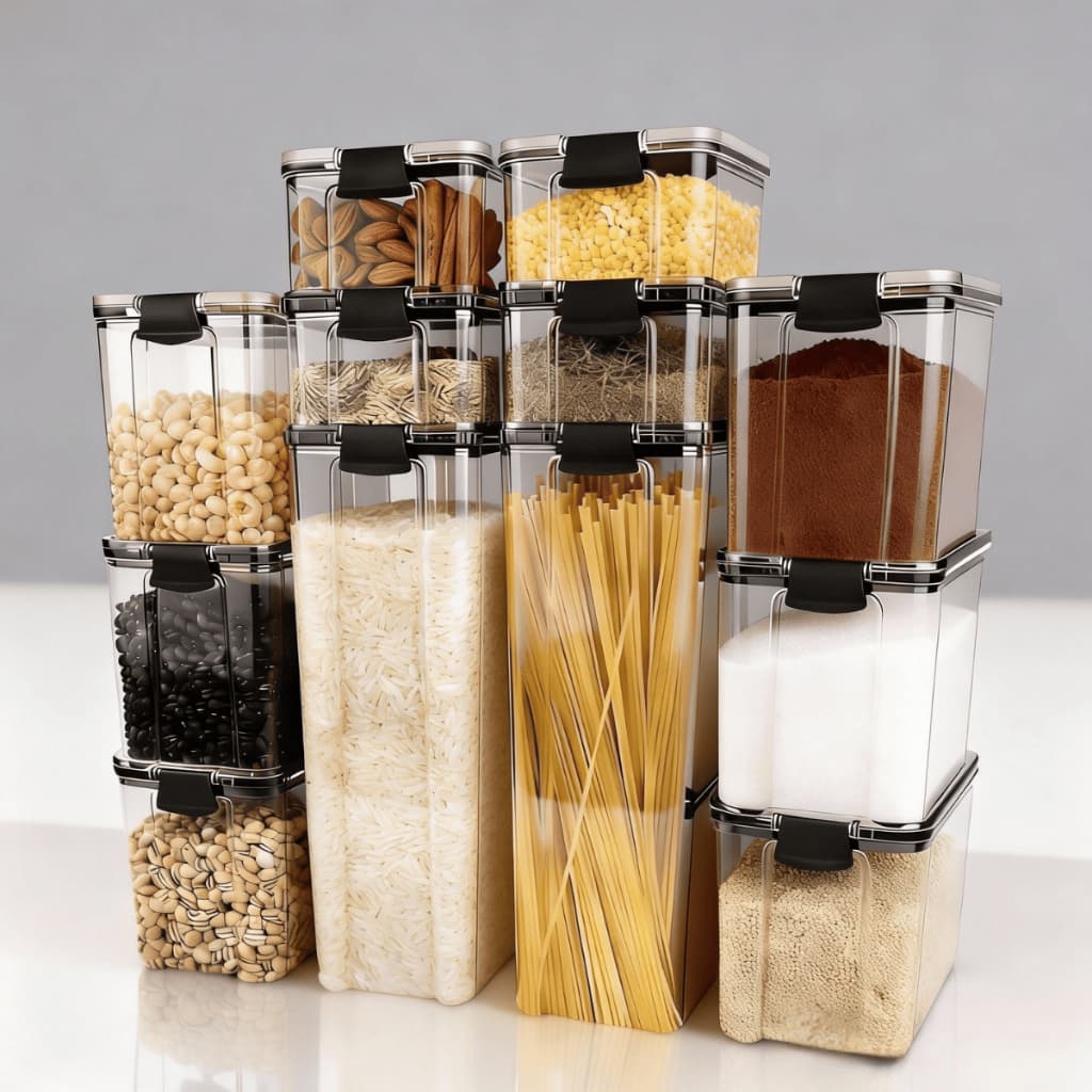 Kit 12 Potes Herméticos Transparente Porta Mantimento Organizador Cozinha Armário Despensa Alimentos