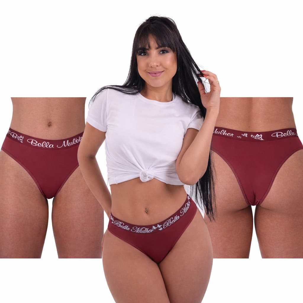 Kit 5 ou 10 Calcinha Tanga Feminina com Elástico Exposto Tecido Poliamida Com Forro 100% Algodão