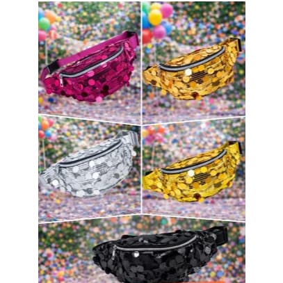 Pochete Feminina de Paetê Brilhante ✨ Moda Festa Carnaval Ajustável
