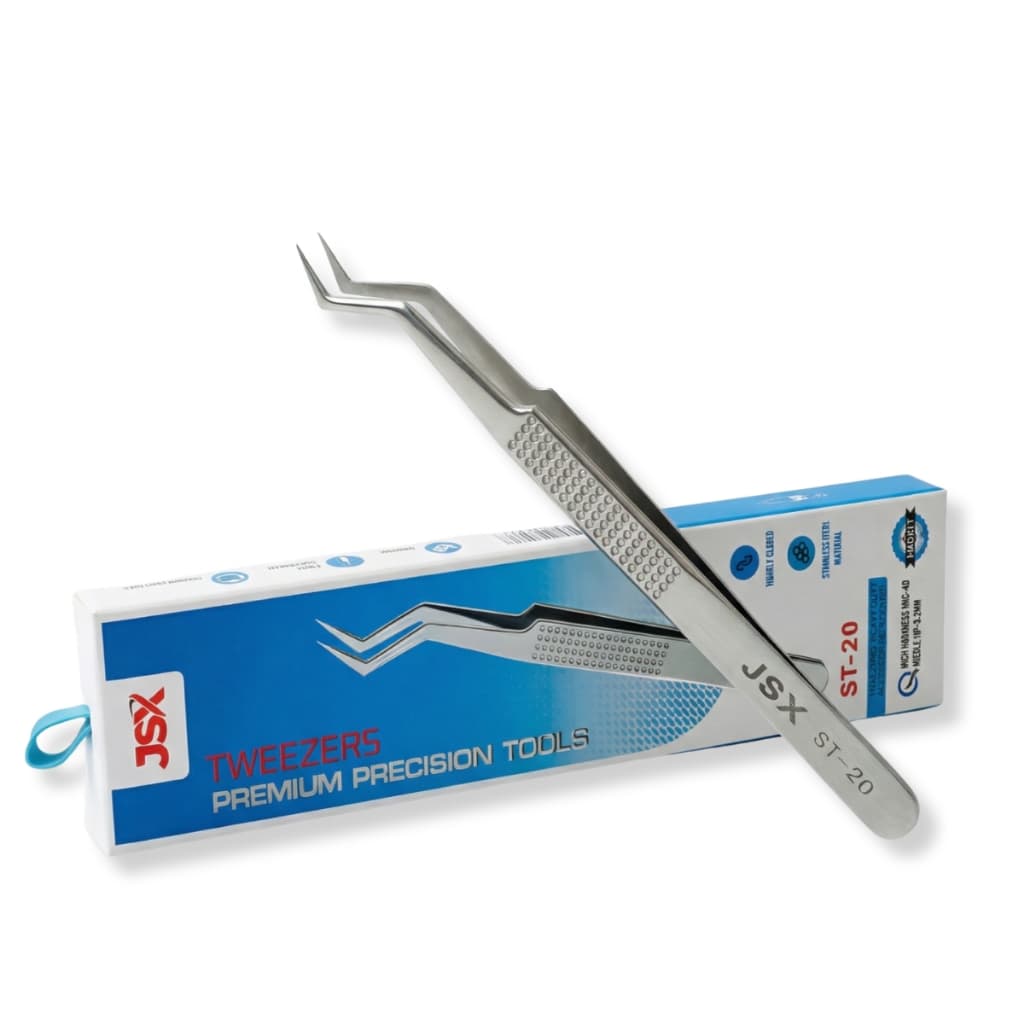Pinça de Ponta Curva Profissional de Precisão e Posicionamento JSX ST-20 Aço Inoxidável