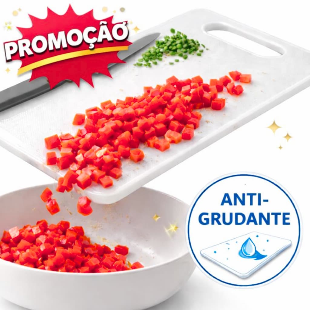 Tábua de Corte Antiderrapante Flexível 29x19cm Leve Moderna - PRONTA ENTREGA