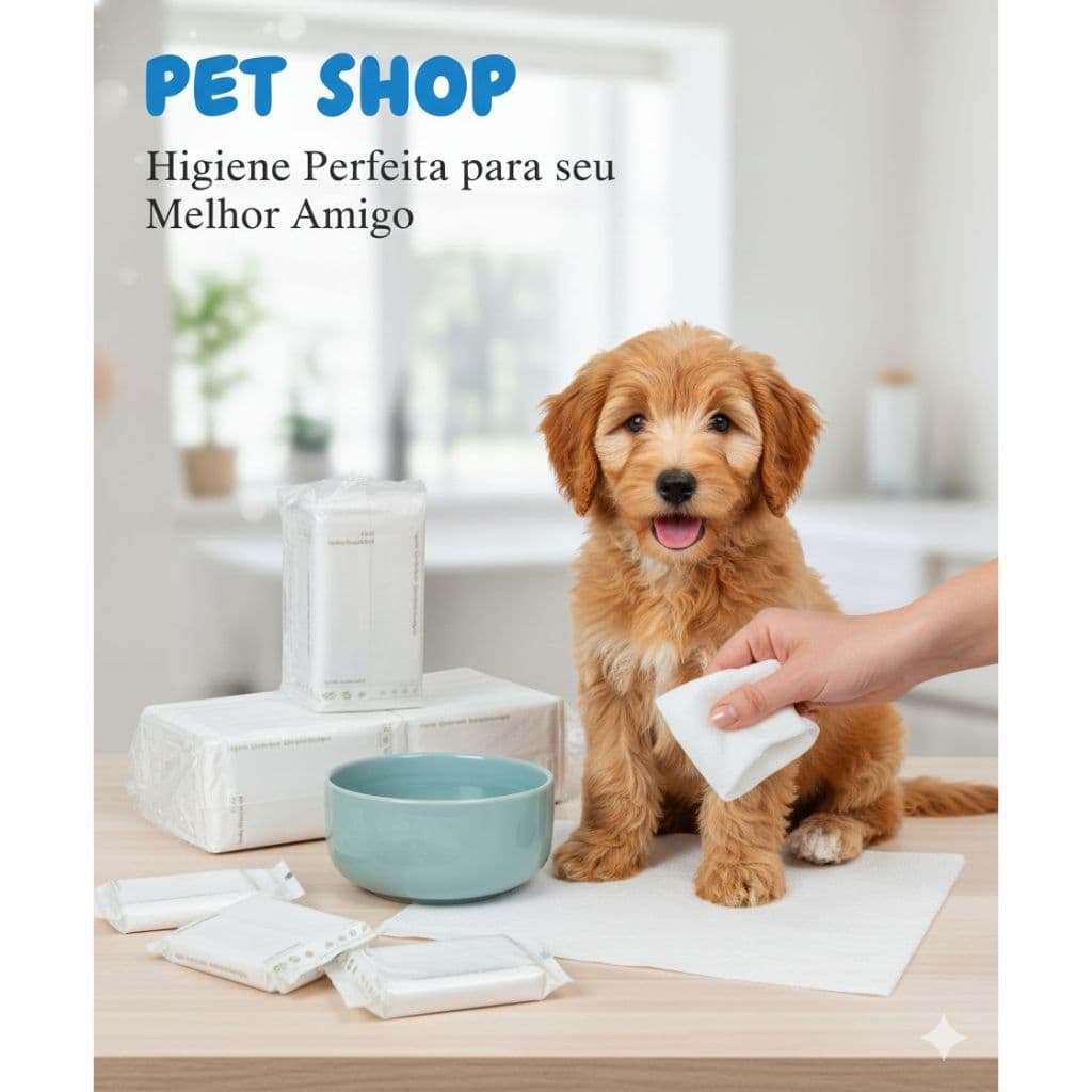 Toalha de Banho Descartável Lenço Pet Shop Banho e Tosa 100 Folhas GIGANTE 50x30cm 100% Algodão INDIVIDUAL SEM CONTÁGIO