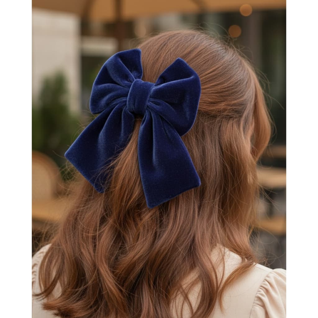 Laço De Veludo Presilha Bico De Pato Enfeite Penteado Feminino