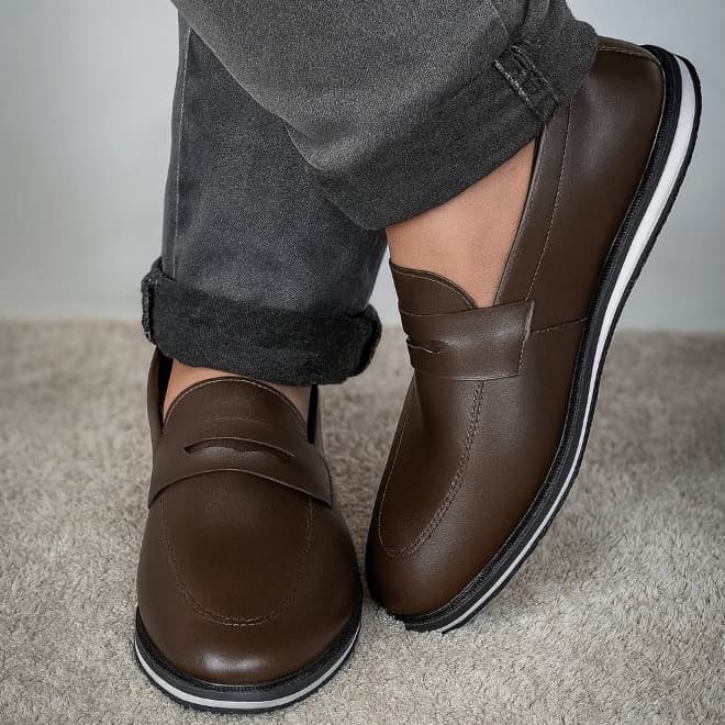 Sapato Social Masculino Estilo Mocassim Calce Facil Elegante