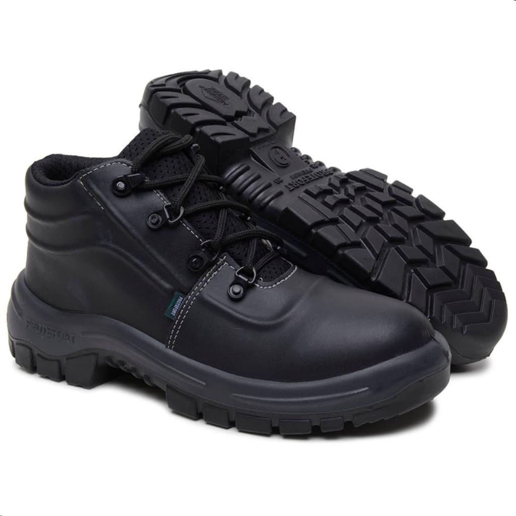 Bota de Segurança Vertex Preta Microfibra Premium Bico PVC EPI com CA 40124 Solado PU Bidensidade