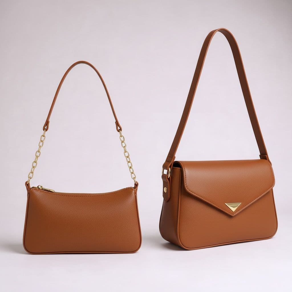Kit 2 Bolsa feminina de ombro com detalhes em dourado , Bolsa baguete envelope com fecho em imã + bolsa corrente
