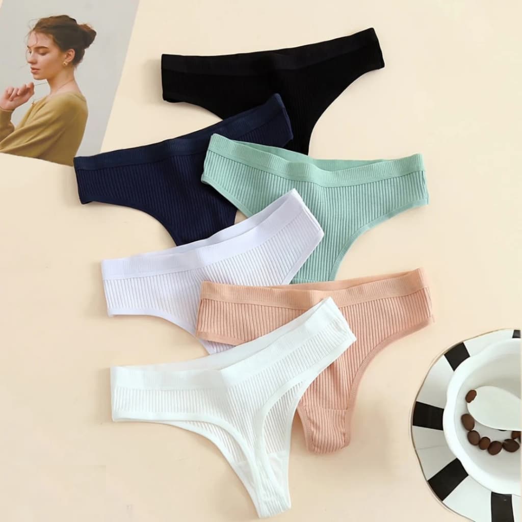 KIT Calcinhas Canelada Fio Dental Algodão Confortável Dia a Dia Feminina Sensual Escolha o KIT