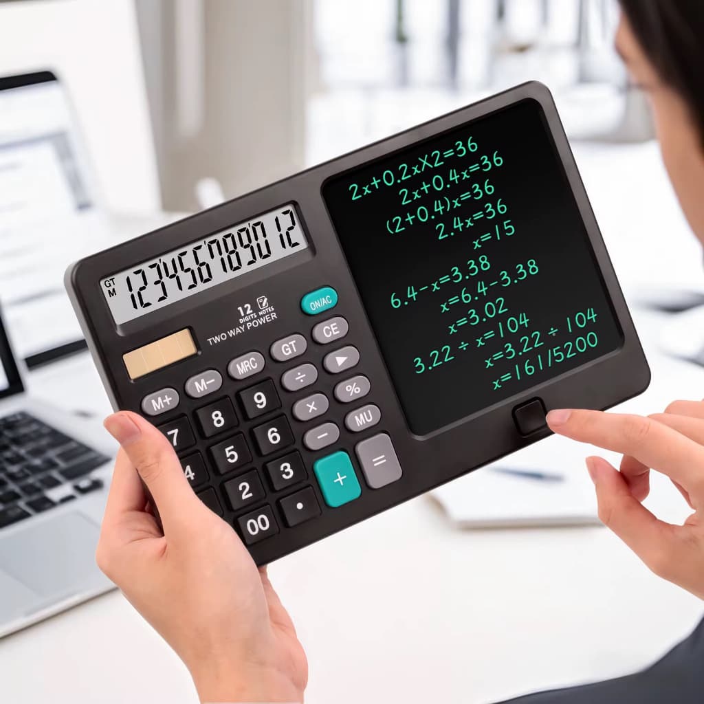 Calculadora Portátil 2 Em 1 Com Tela de Escrita manual de 10 polegadas 12 Dígitos  MO-837X