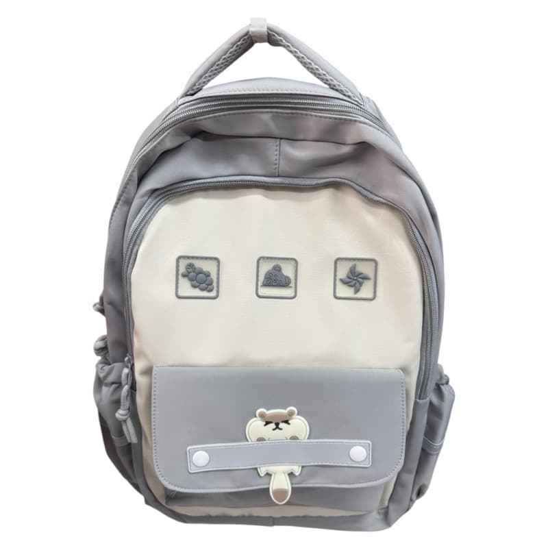 Mochila feminina espaçosa cinza