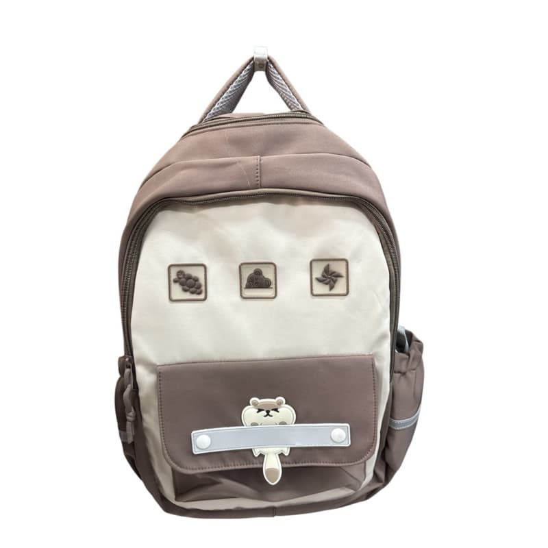 Mochila marrom espaçosa feminina