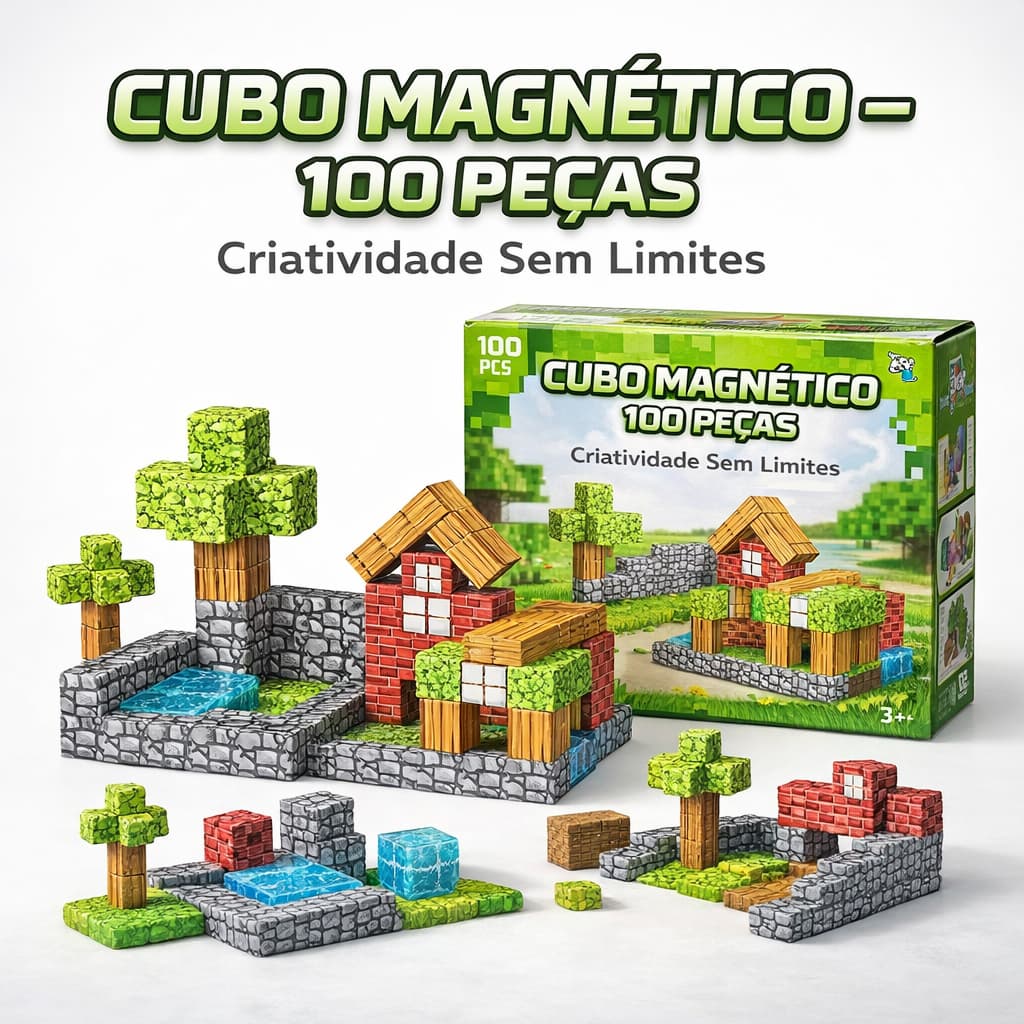 Blocos Magnéticos Brinquedo Construção 100 Peças Montar Infantil