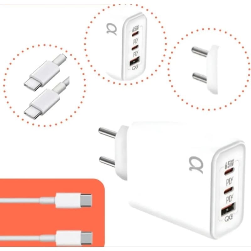 Carregador Ultra Rápido GaN 65W + Cabo Lightning (CA46-6)