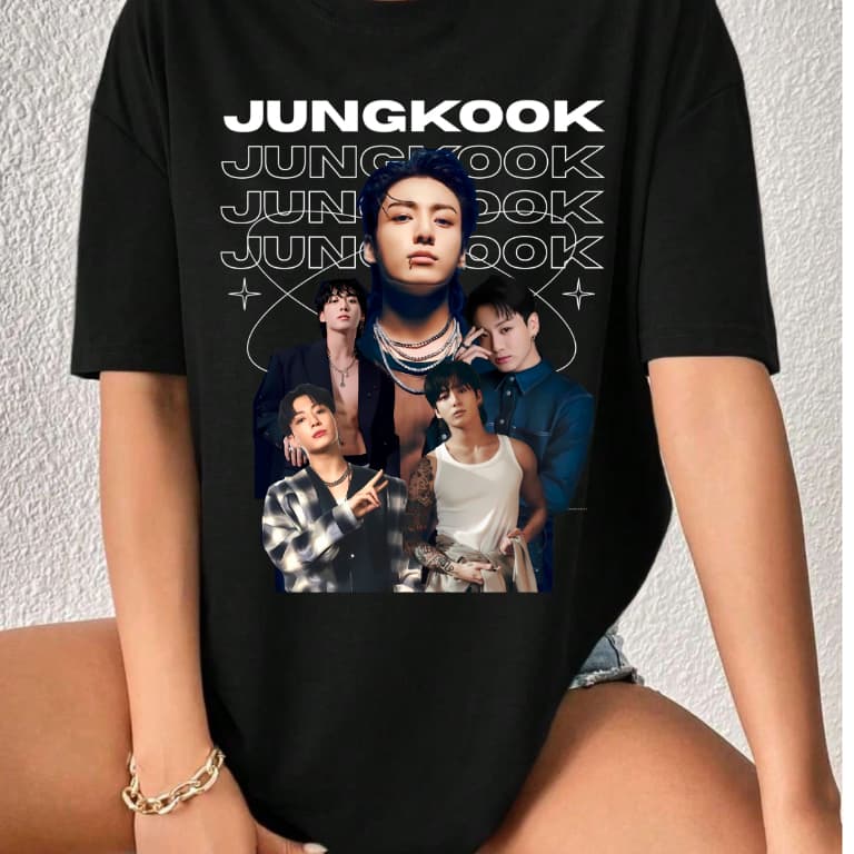 Tshirt Camiseta Jungkook Kpop BTS Unissex Algodão Streetwear Plus Size P ao G3