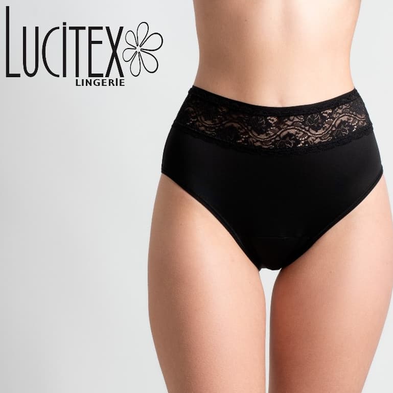 Kit 2 Calcinha Absorvente  Menstrual Reutilizável Lavável Cintura Alta Renda Lucitex