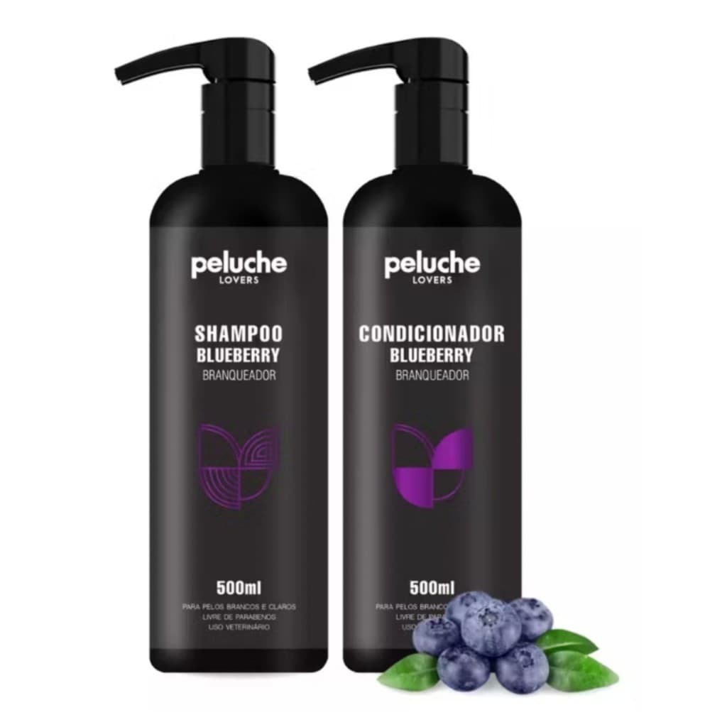 Shampoo E Condicionador Pet Peluche Blueberry Branqueador Cães Gato Pelos Claros