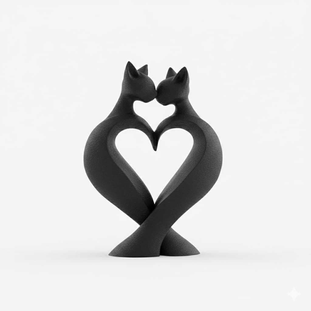 Cat Love Decor – Escultura 3D Decorativa para Amantes de pets