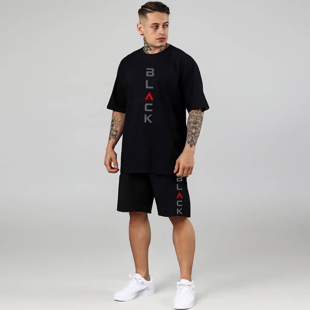 KIT Conjunto Masculino "BLACK" Promoção | Camiseta + Bermuda Moletom | Envio Rápido