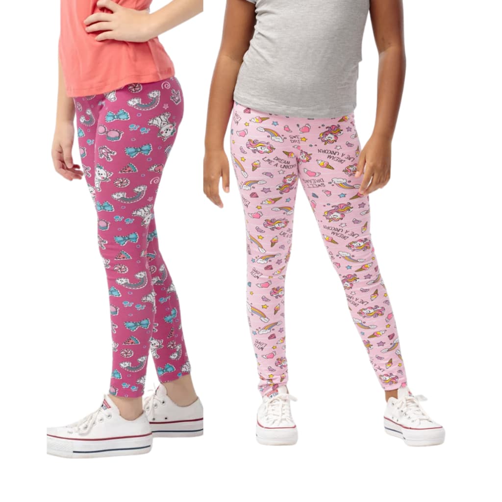 Kit 2 Peças Sortidas Legging Juvenil De Cotton Algodão Menina Confortável Infantil