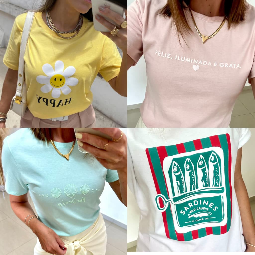Camiseta Feminina 100% Algodão Estampada do Tamanhos P ao G1 - T-shirt Feminina Estilosa