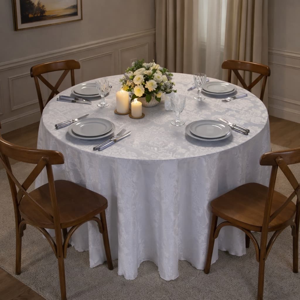 Toalha de Mesa Redonda em Jacquard - Diversos Tamanhos e Cores