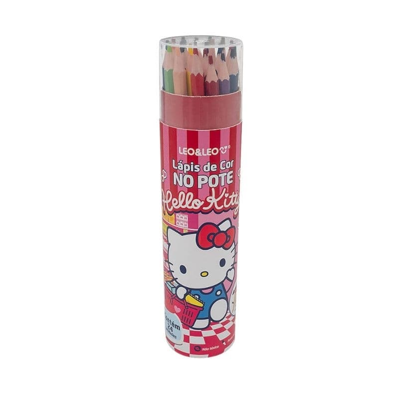 Lápis De Cor No Pote 24 Cores Redondo Hello Kitty