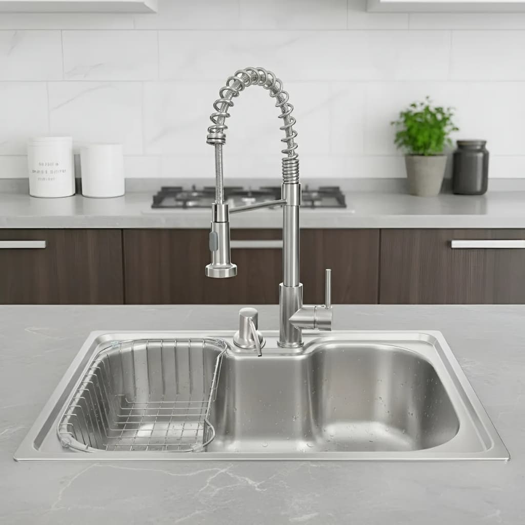 Kit Cuba Cozinha Gourmet Aço Inox 201 60x42 C/Acessorios Torneira Flexivel Gourmet Spary pia de cozinha
