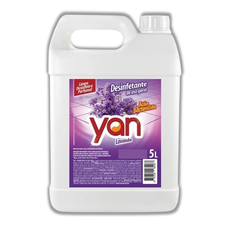 Desinfetante Lavanda Yan 5L - Ação Bactericida E Perfume Prolongado