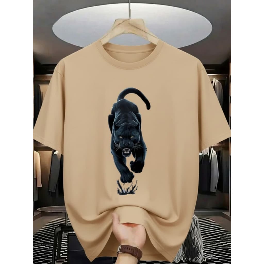Camiseta masculina pantera negra em ataque t-shirt estampa selvagem estilo urbano casual moderna 100% algodão