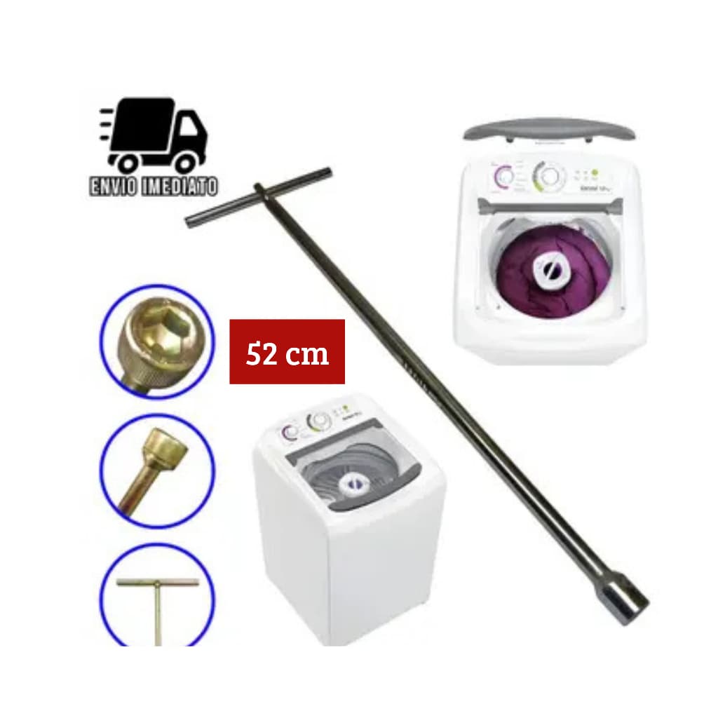 Chave T 10mm Longa 52cm para Maquina de Lavar Agitador Brastemp Electrolux
