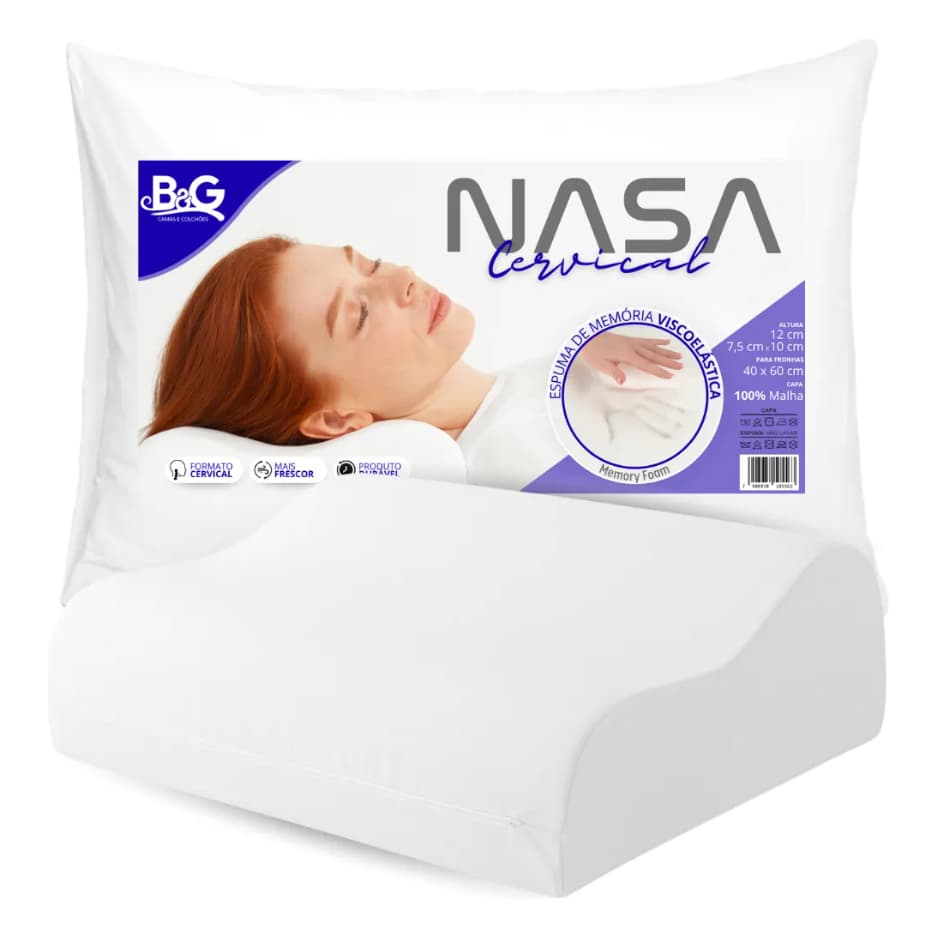 Travesseiro Cervical NASA B&G Ortopédico para Fronha 50x70cm Conforto Anatômico - Extremamente macio