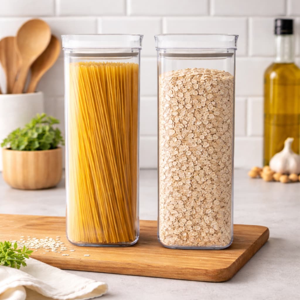Kit 2 Potes Herméticos 2,2 Litros Acrílico Cristal Armazenador de Alimentos Organizador Resistente