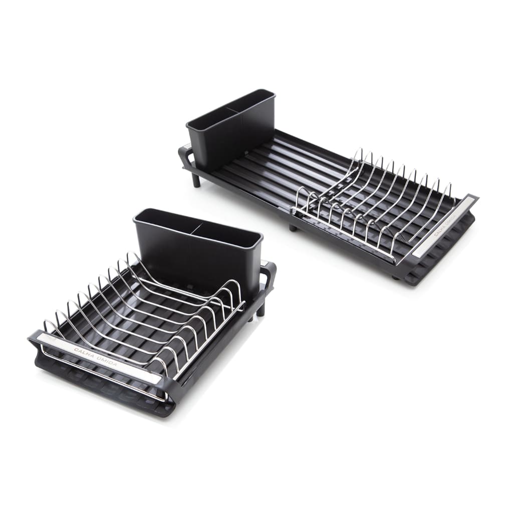 Escorredor de Louça Compacto Inox Calha Úmida Extensível Porta Copos Talheres Moderno