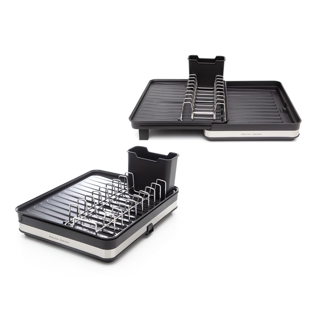 Escorredor de Louça Aço Inox Duetto Calha Úmida Grande com Bandeja Coletora Extensível