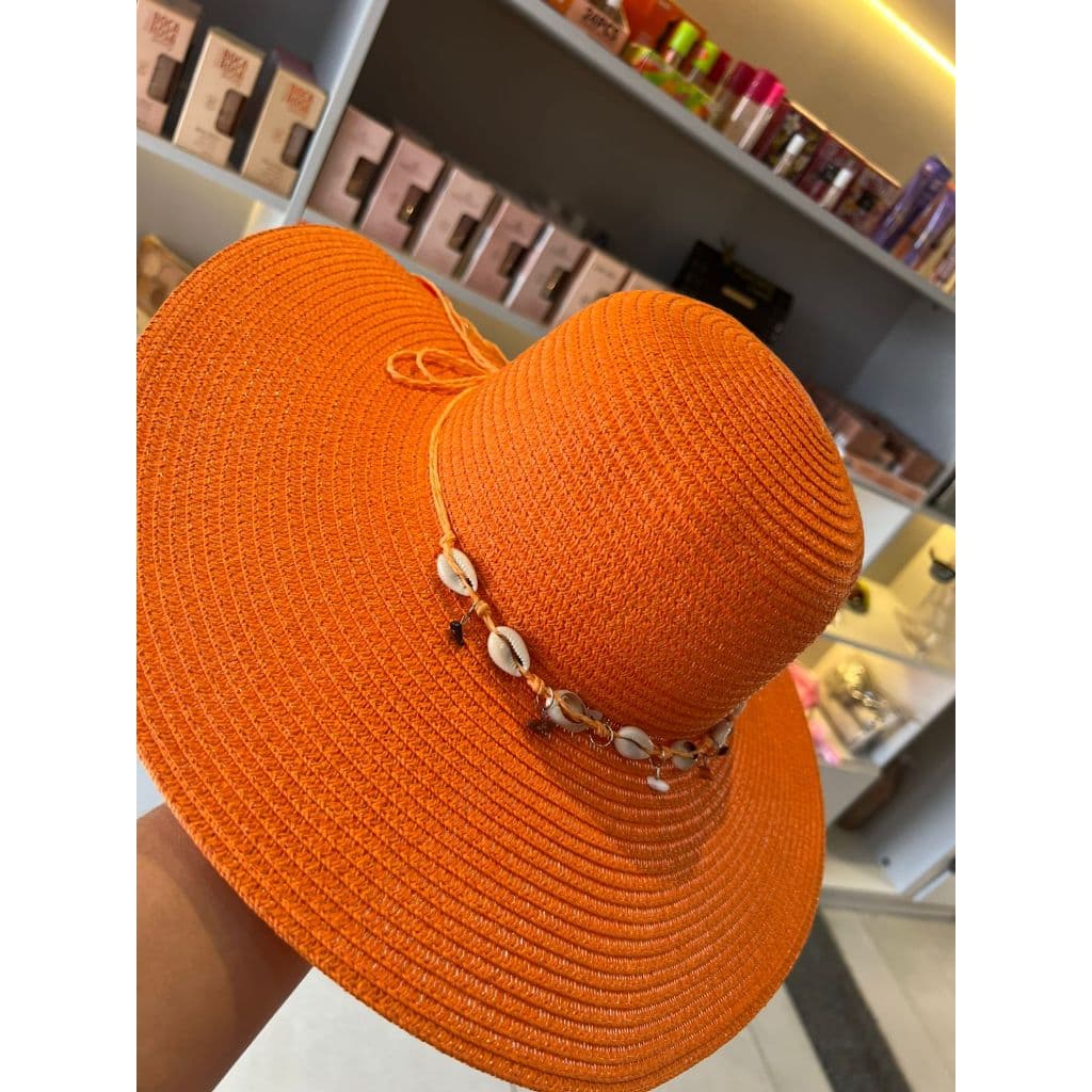 Chapéu de Palha Feminino Praia Verão Com Conchas Estilo Boho Chic Proteção Solar