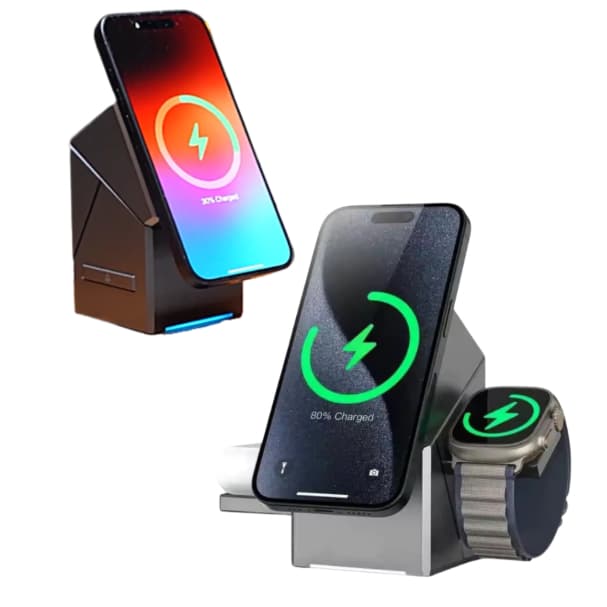Estação de Carregamento 3 em 1 Carregue seu celular Por Indução relógio e fones Peining PEI-WS27