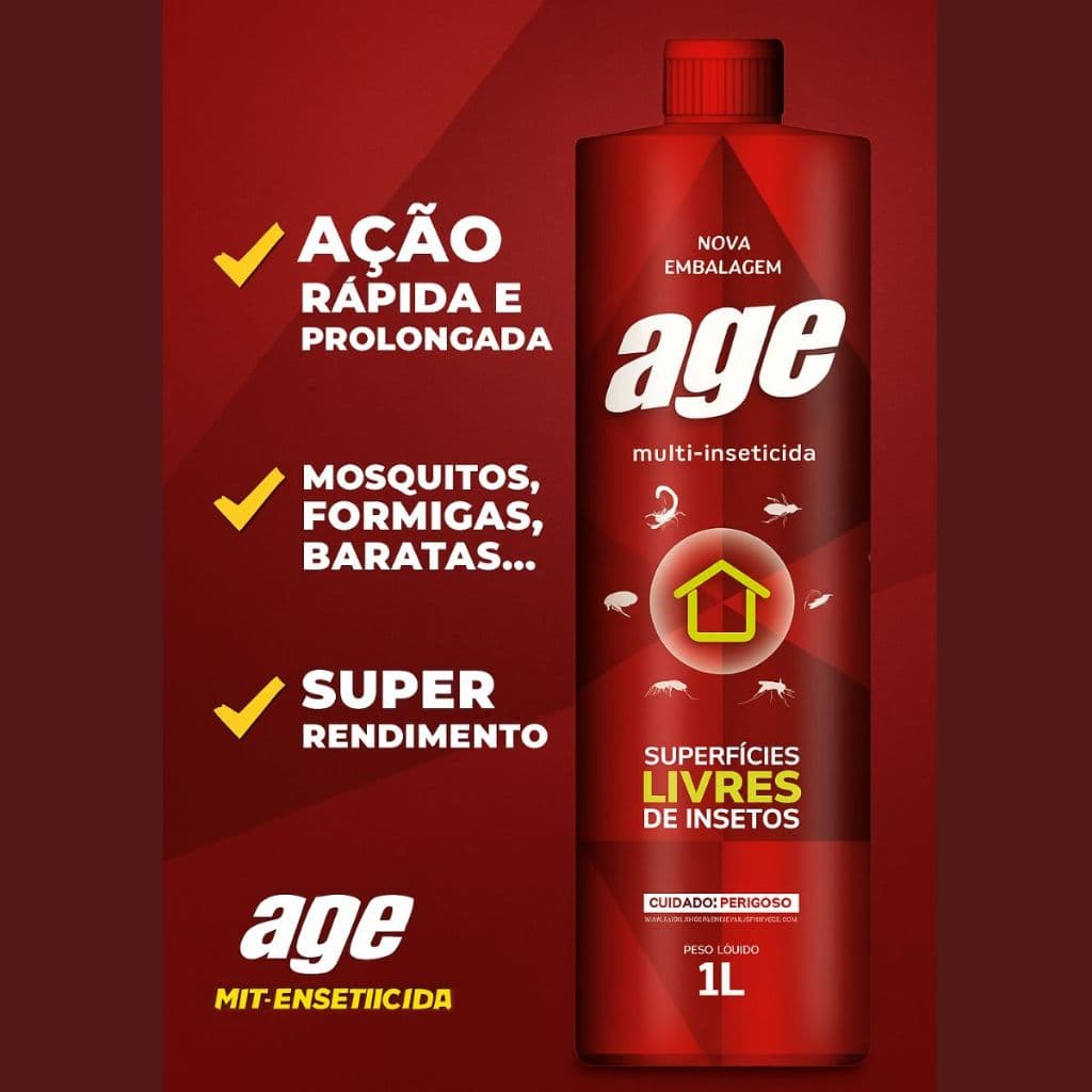 Remedio de Barata Praga Age 1L Dedetizador Barata Francesa Escorpião Uso Domestico Não Inflamavel