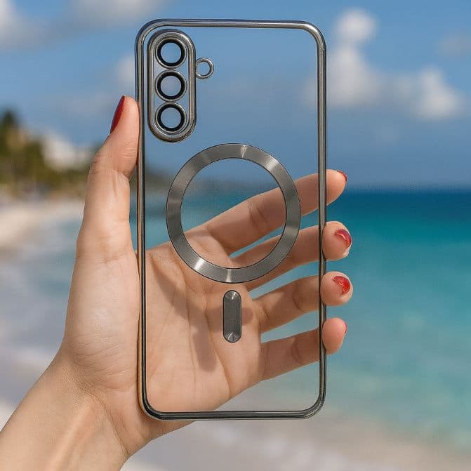 Capinha Transparente com Indução Magnética Proteção Na Câmera Samsung S24/S25/FE/PLUS/ULTRA/A07/A17