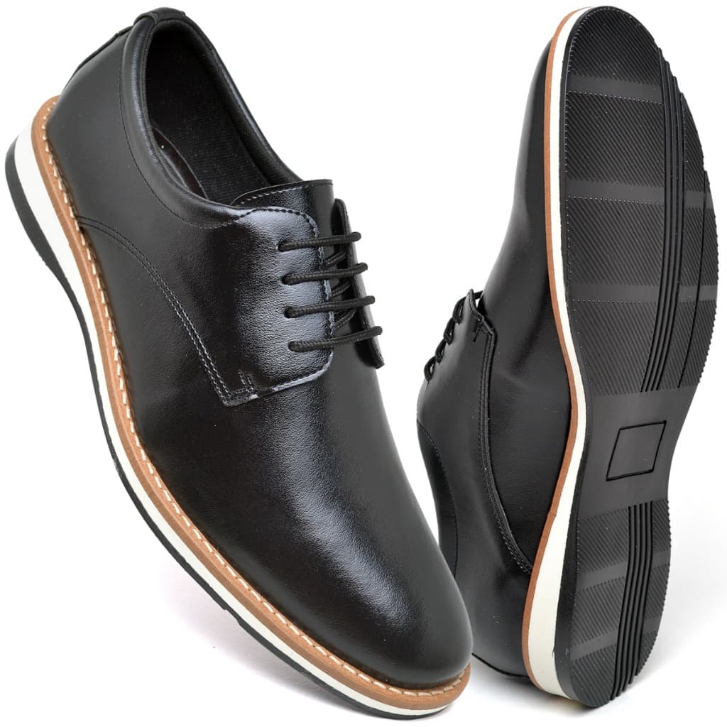 Sapato Casual Preto Masculino Oxford Derby Sapatenis Confortável Casamento Festa Trabalho