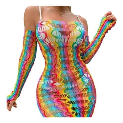 Vestido de arrastão manga longa