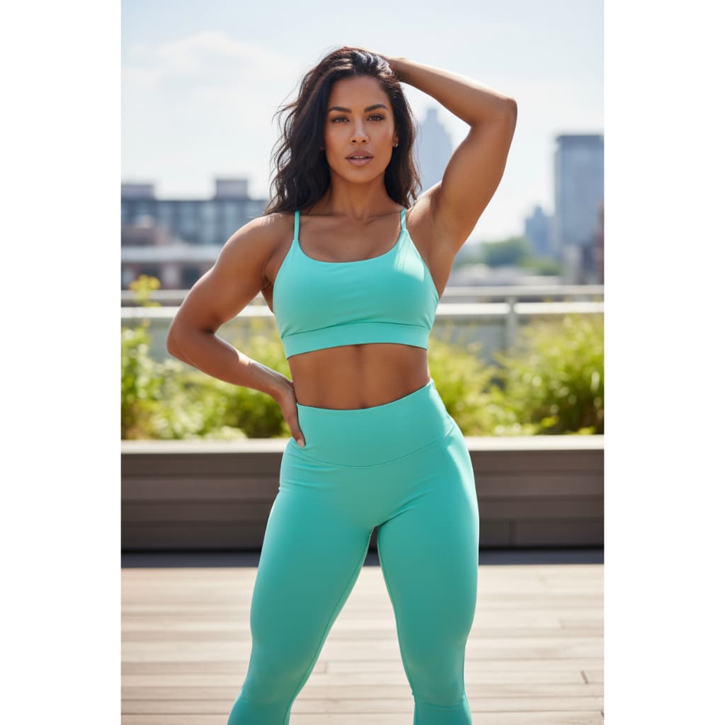 Conjunto academia Feminino Poliamida Calça Legging Fitness Grossa sem transparência e top com bojo