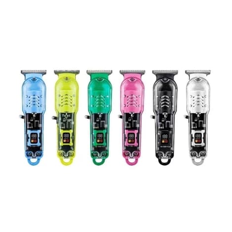 Máquina de Cortar Cabelo Profissional Sem Fio LCD transparente– Barbeador Elétrico Transparente para Homens