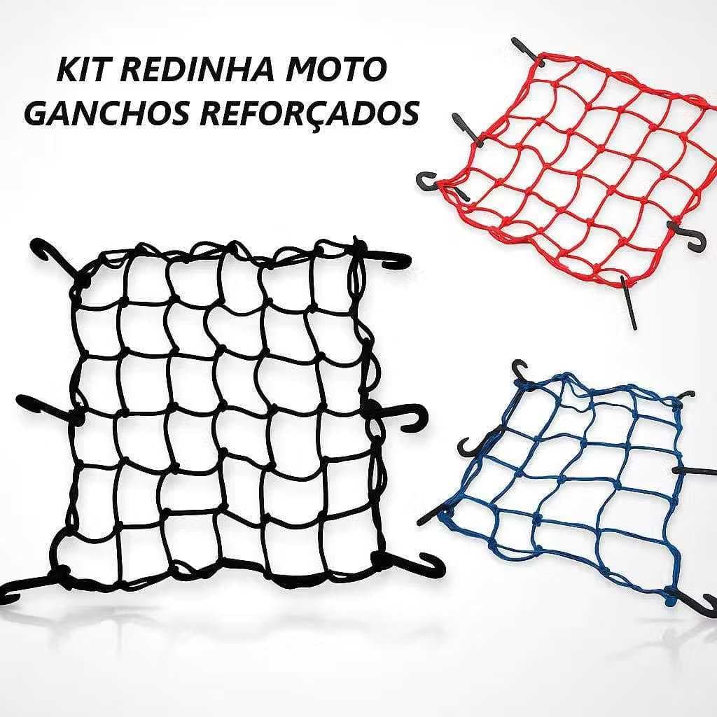 Rede Elástica para Moto e Bike – Aranha Reforçada para Carga, Capacete e Bagagem, Com ou Sem Extensor