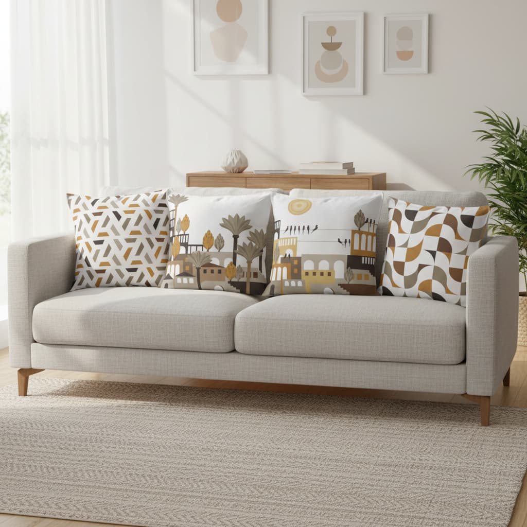 Capas de Almofadas 45x45 cm Kit 2 Unidades Decorativas em Veludo Marrom Geométrica para Sofá ou Cama