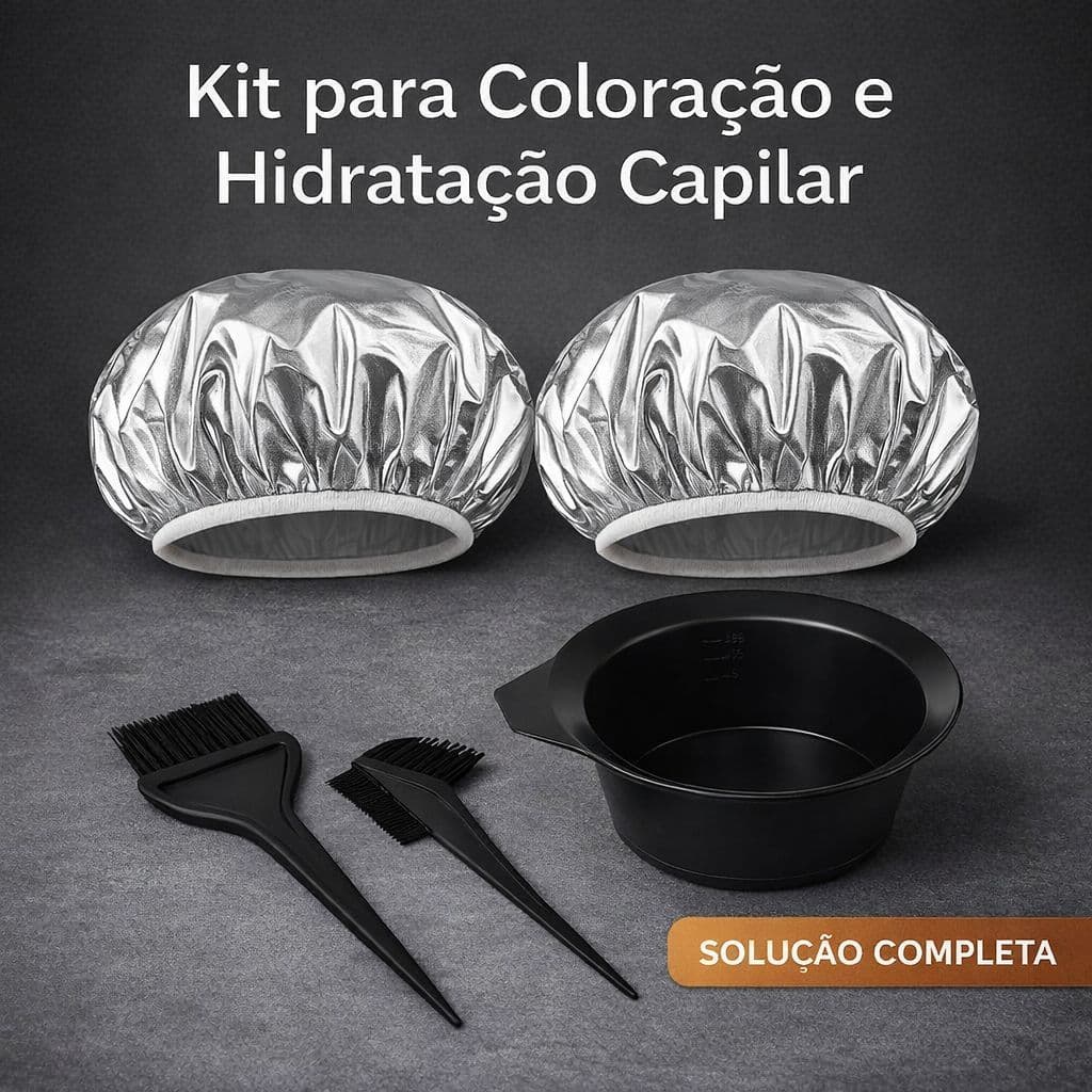 Kit para Coloração e Hidratação Capilar em Casa com Touca Térmica e Pote para Tintura