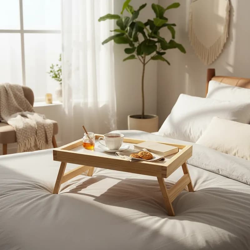 Mesa Café Da Manhã Bandeja Mesinha Madeira Pés Dobráveis Refeição Quarto Cama Utensilio Doméstico