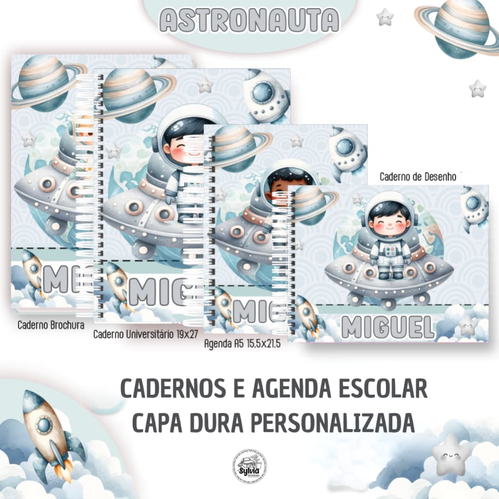 Cadernos Astronauta • Brochura, Universitário e Agenda • Capas Personalizadas